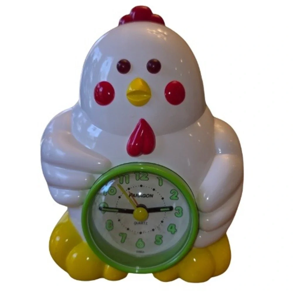 Vintage 90s Paragon Chicken Alarm Clock Glow Eyes Talks Hen Novelty Korea‎ Works
